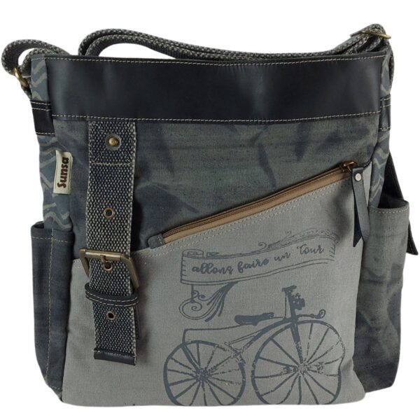 Canvas leren schoudertas dames